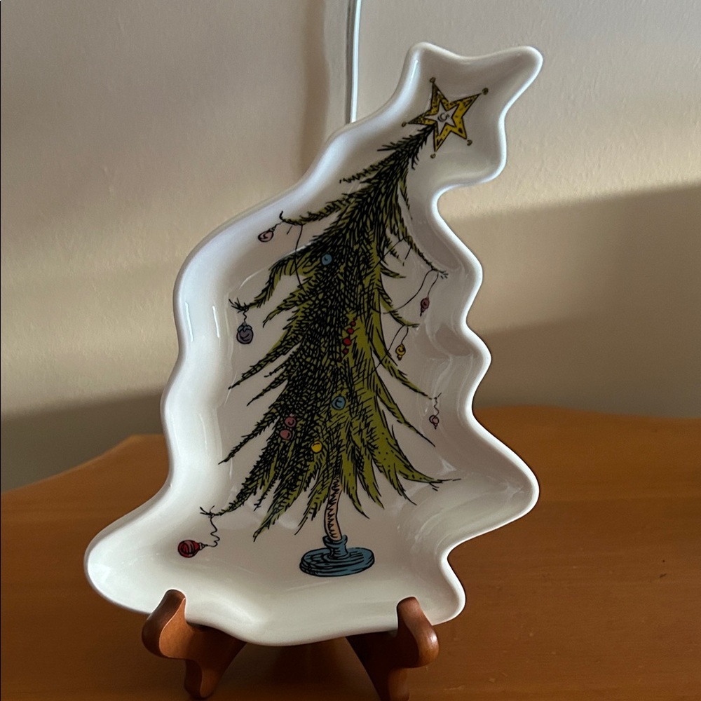 Grinch Christmas Tree Shaped Ceramic Dish